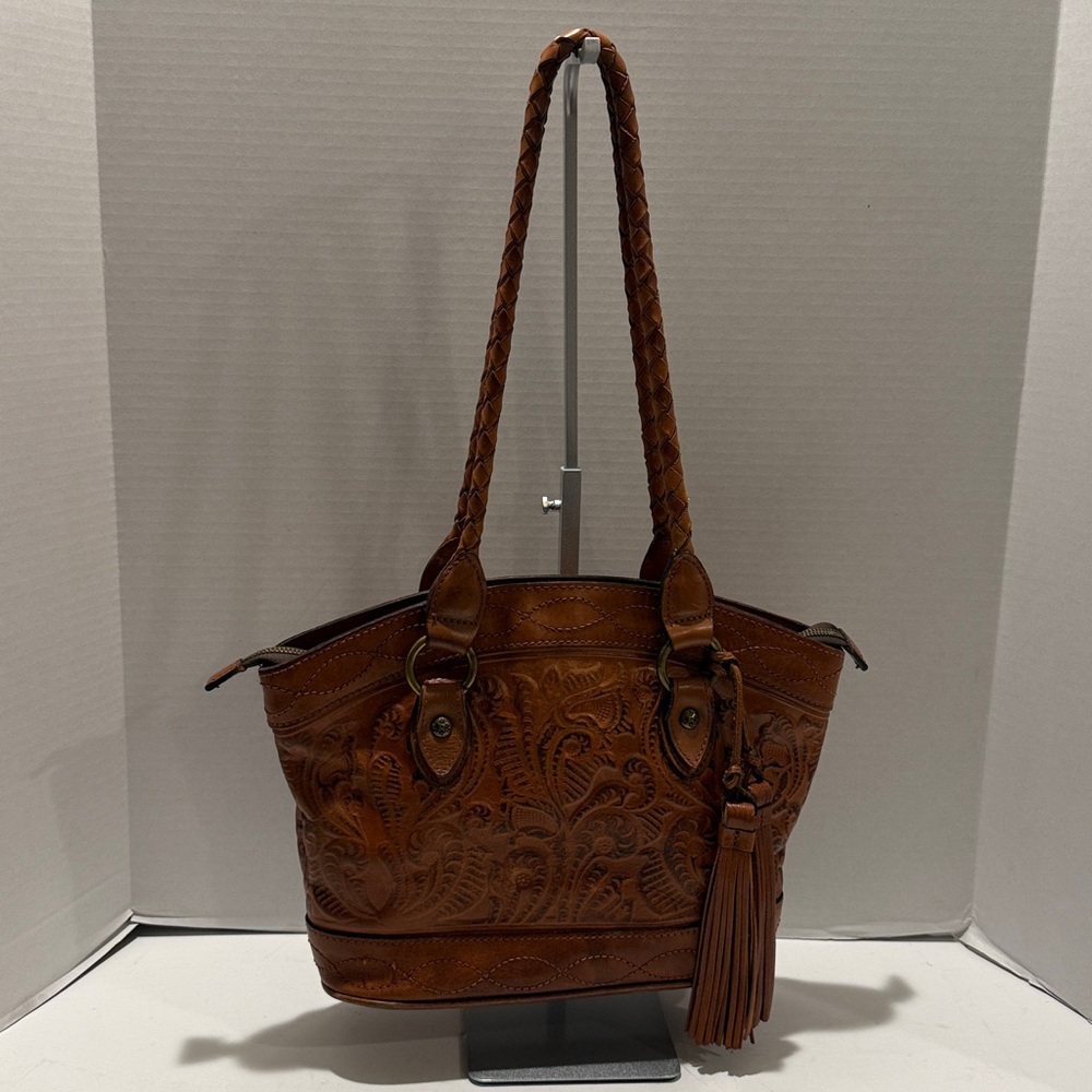 Patricia Nash Zamora Leather Tooled Tote Bag